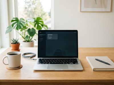 Minimal digital workspace promoting focus and simplicity