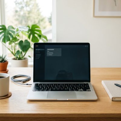 Minimal digital workspace promoting focus and simplicity